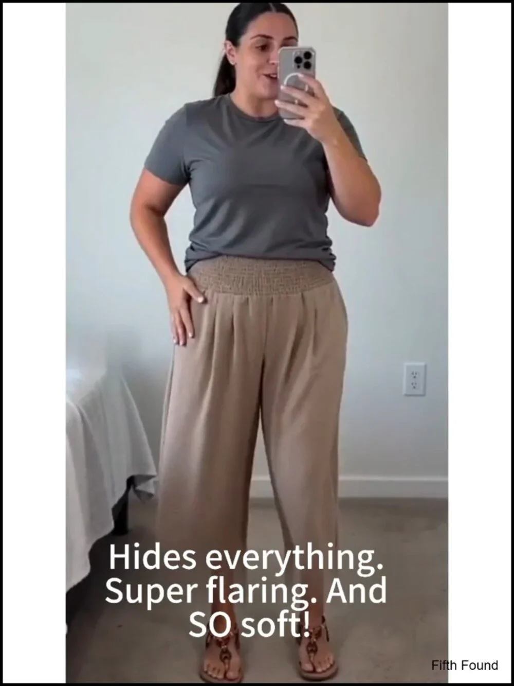 Wide Leg Capri Pants High Waisted Tummy Control Summer Beach Casual Trousers